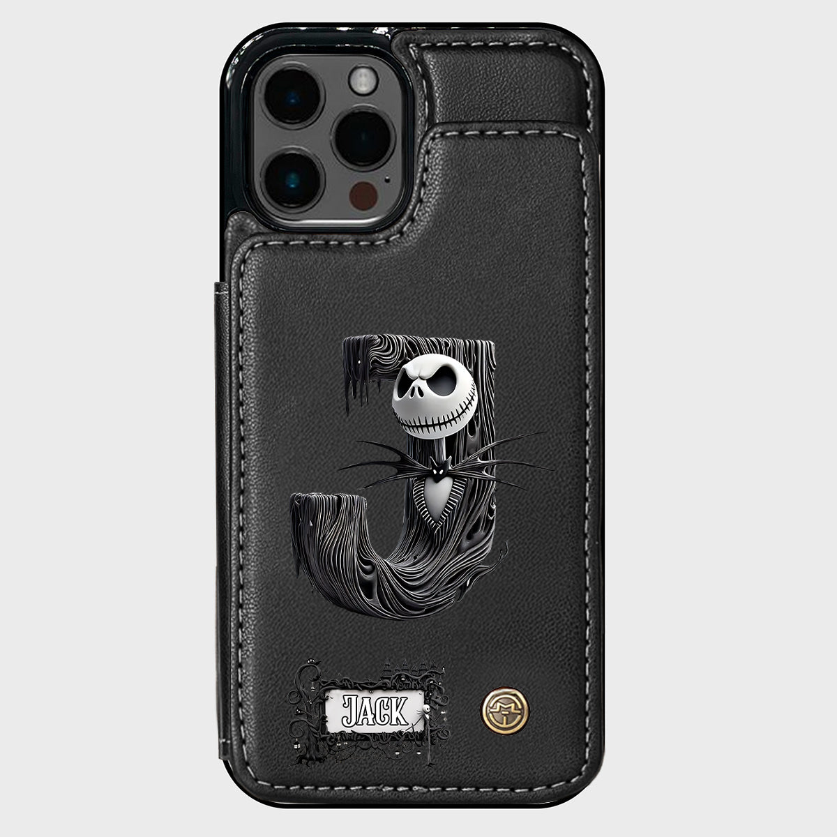 Gothic Initial Letter Gift - Personalized Nightmare Wallet Phone Case