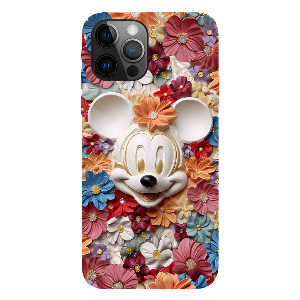 3D Effect Floral Mouse Full Print Phone Case