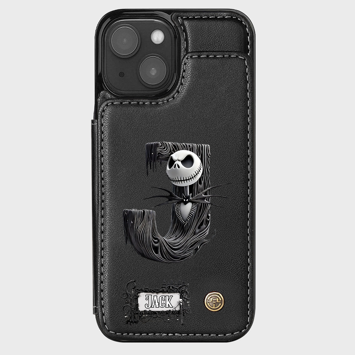 Gothic Initial Letter Gift - Personalized Nightmare Wallet Phone Case