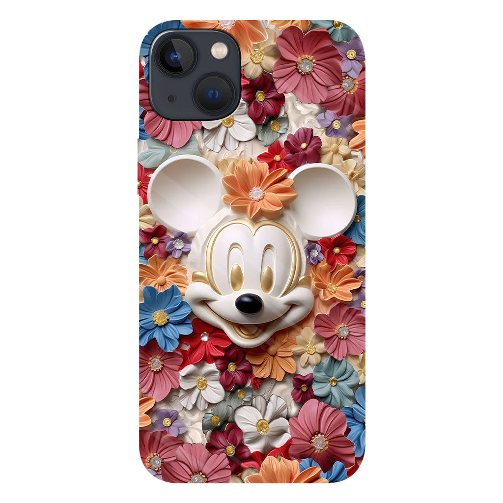 3D Effect Floral Mouse Full Print Phone Case