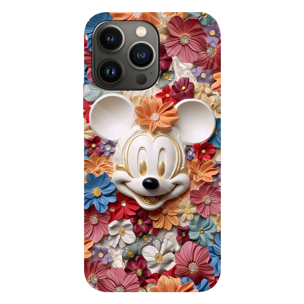 3D Effect Floral Mouse Full Print Phone Case