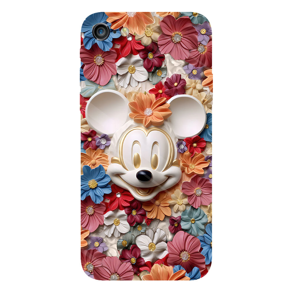 3D Effect Floral Mouse Full Print Phone Case
