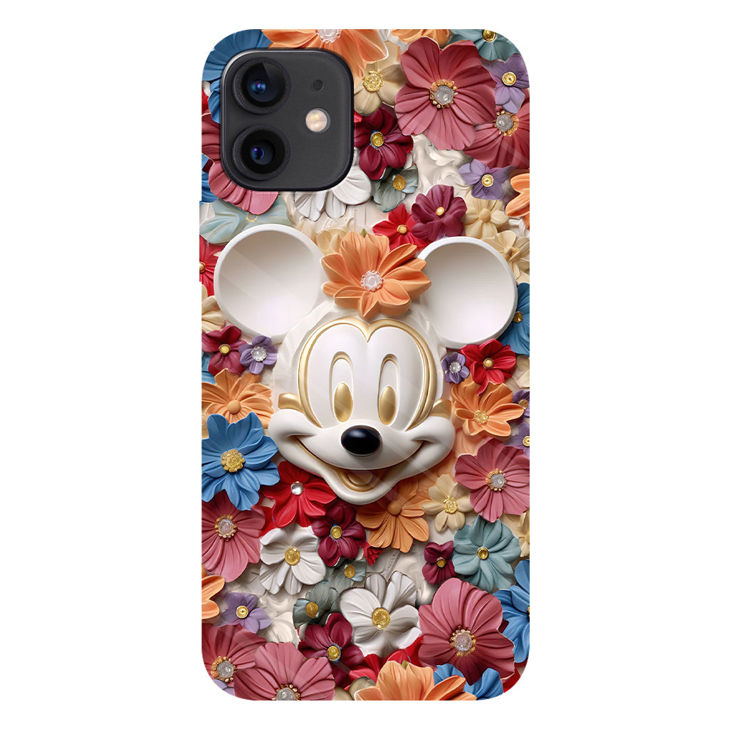 3D Effect Floral Mouse Full Print Phone Case
