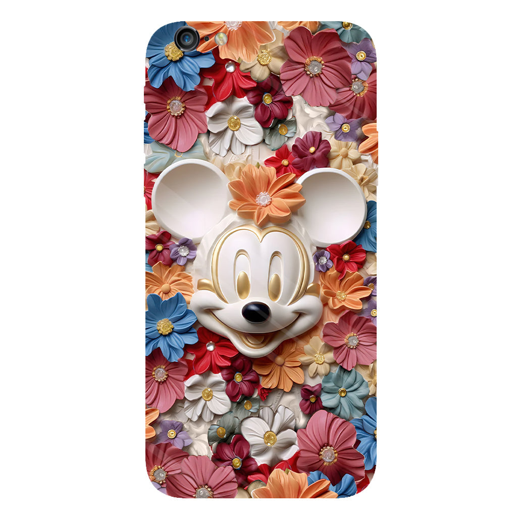 3D Effect Floral Mouse Full Print Phone Case