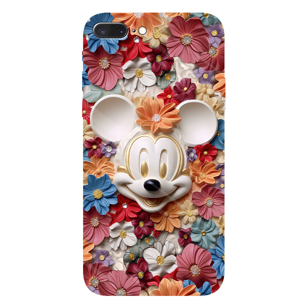 3D Effect Floral Mouse Full Print Phone Case