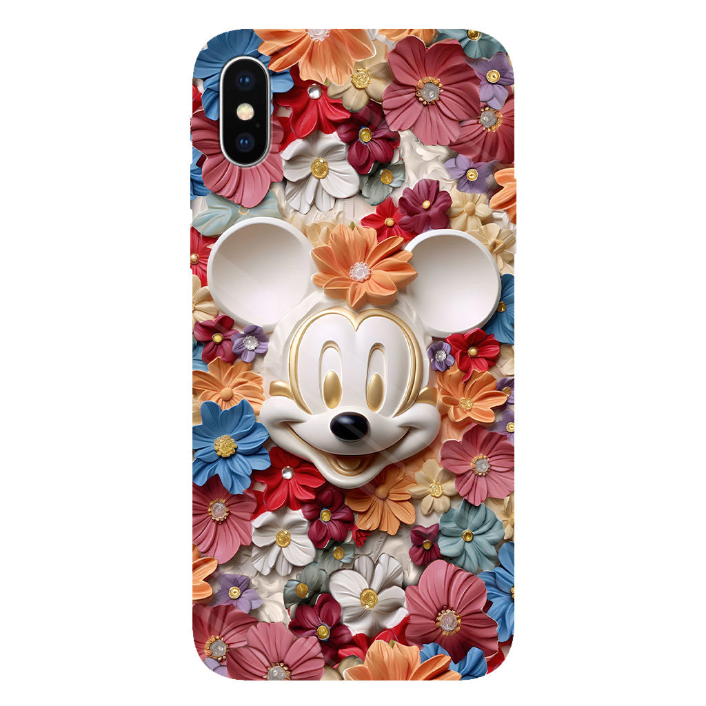 3D Effect Floral Mouse Full Print Phone Case
