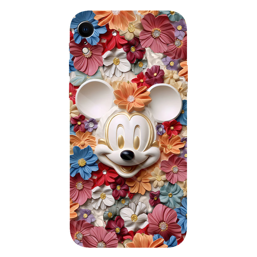 3D Effect Floral Mouse Full Print Phone Case
