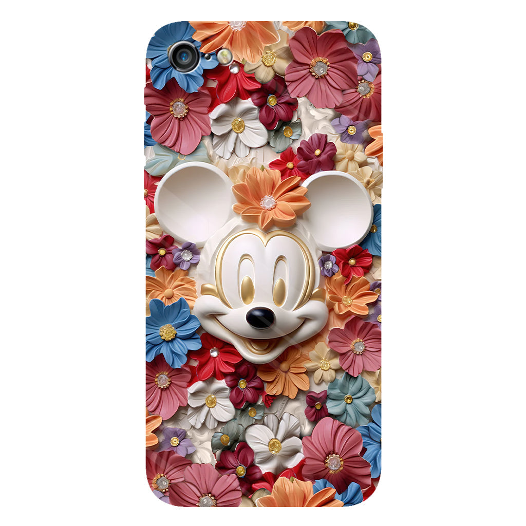 3D Effect Floral Mouse Full Print Phone Case