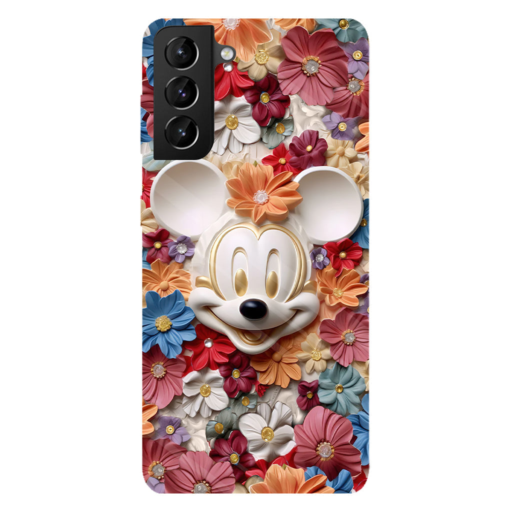 3D Effect Floral Mouse Full Print Phone Case