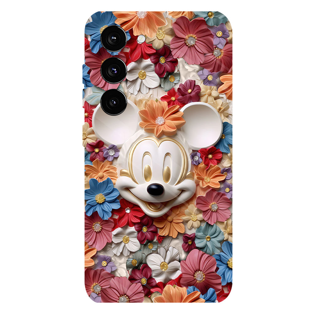 3D Effect Floral Mouse Full Print Phone Case