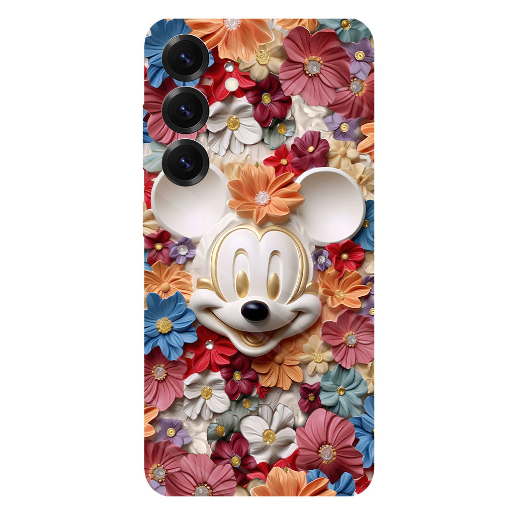 3D Effect Floral Mouse Full Print Phone Case
