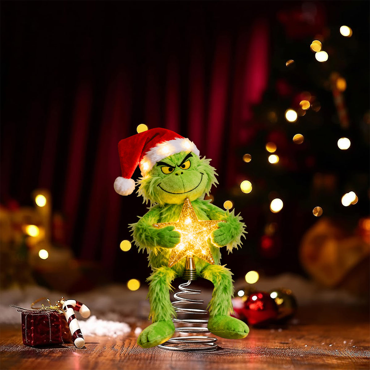 [MUST-HAVE] Merry Grinchmas - Stole Christmas LED Light Tree Topper
