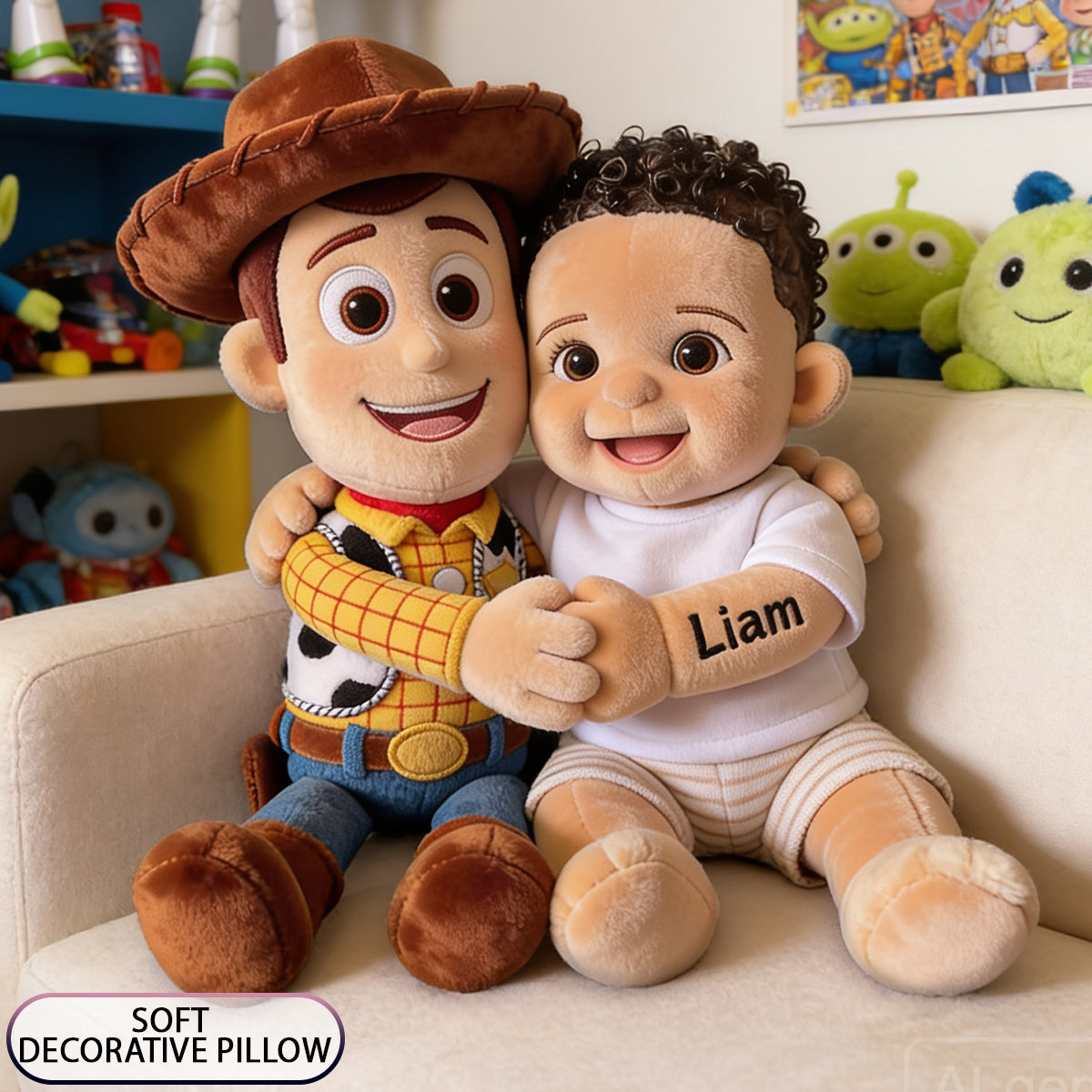 Galaxy And Western Buddy Toy - Personalized Movie For Kids Premium Faux Fur Pillow