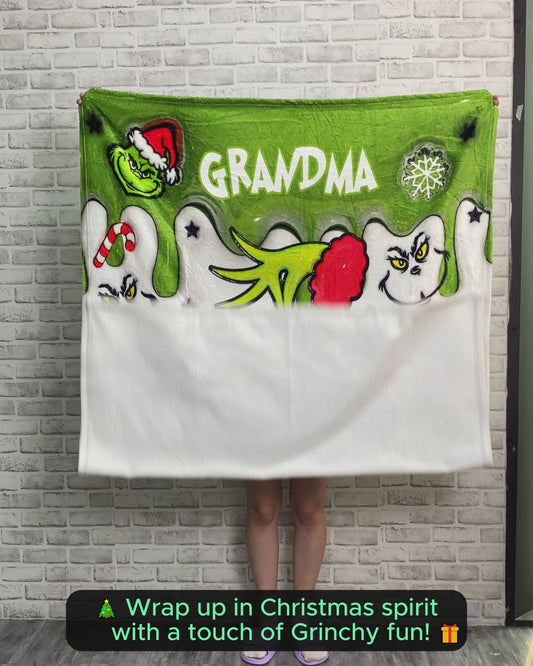 Any Title Green Snowflakes - Personalized Stole Christmas Blanket