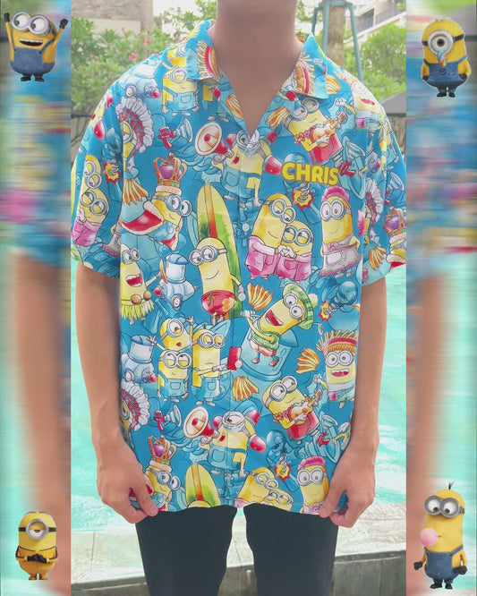 Having Fun Yellow Monster - Personalized Hawaiian Shirt