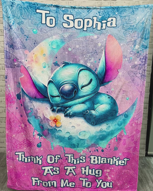 Think Of This Blanket As A Hug From Me To You - Personalized Ohana Blanket