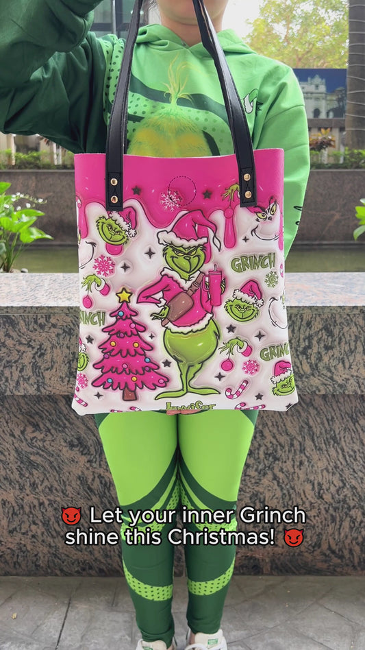 Grinch On The Inside - Personalized Stole Christmas Tote Bag