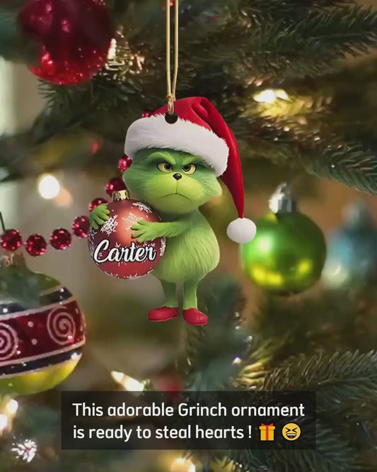 Cute Green Character - Personalized Stole Christmas Ornament