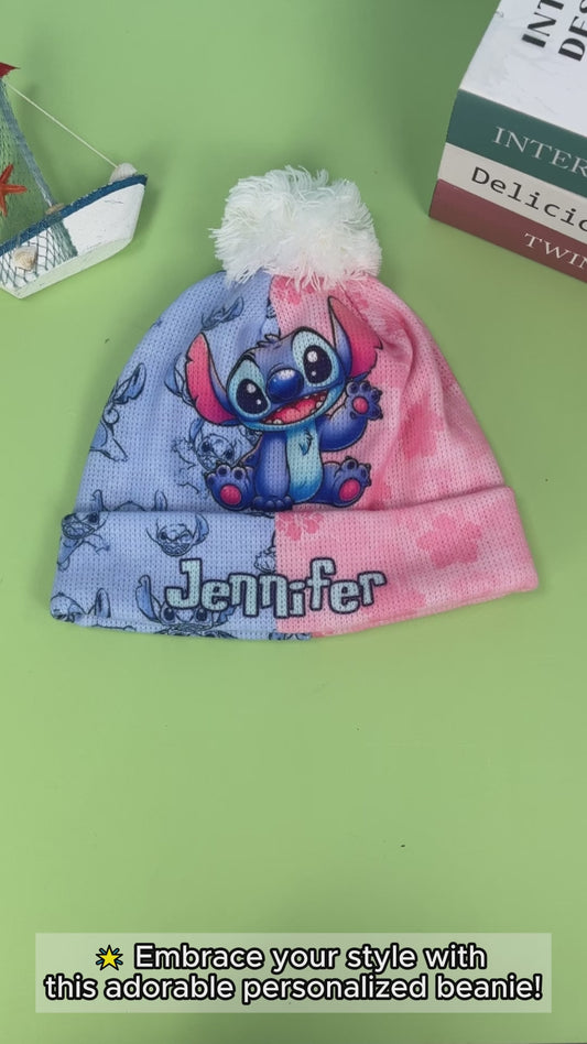 Pink And Blue Ohana - Personalized Ohana Beanie Hat