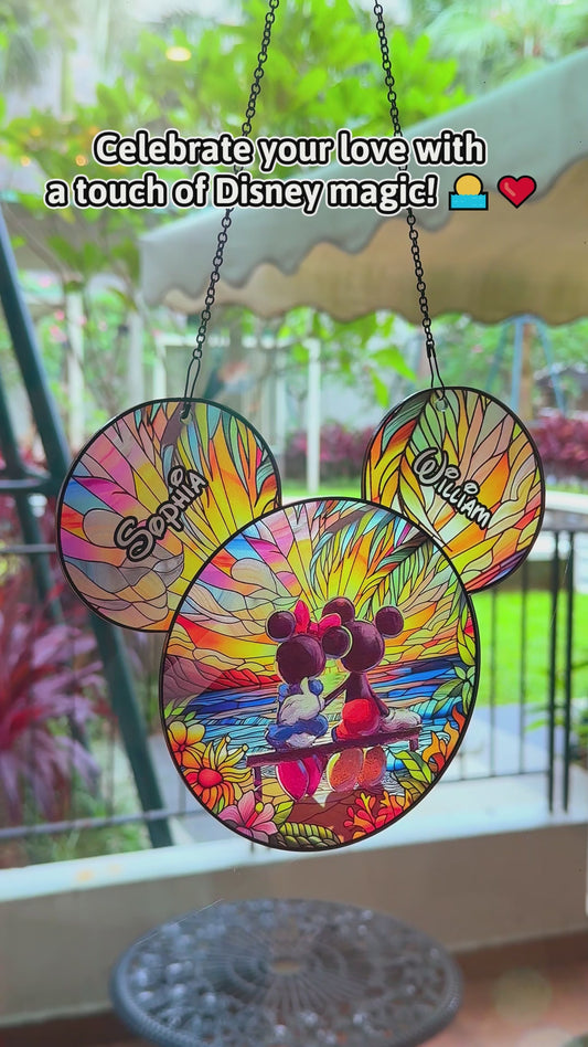 Romantic Sunset - Personalized Mouse Window Hanging Suncatcher Ornament