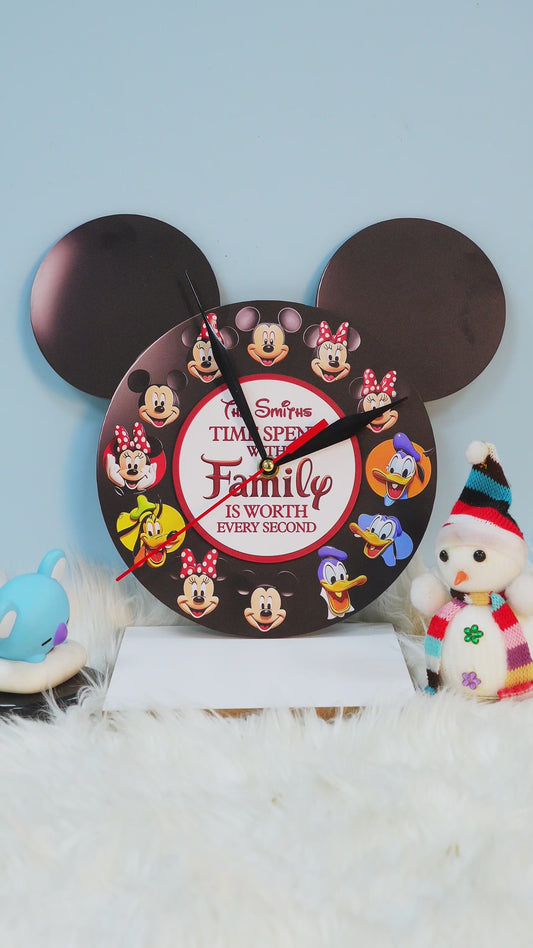 Time Spent With Family Is Worth - Personalized Mouse LED Light Wall Clock