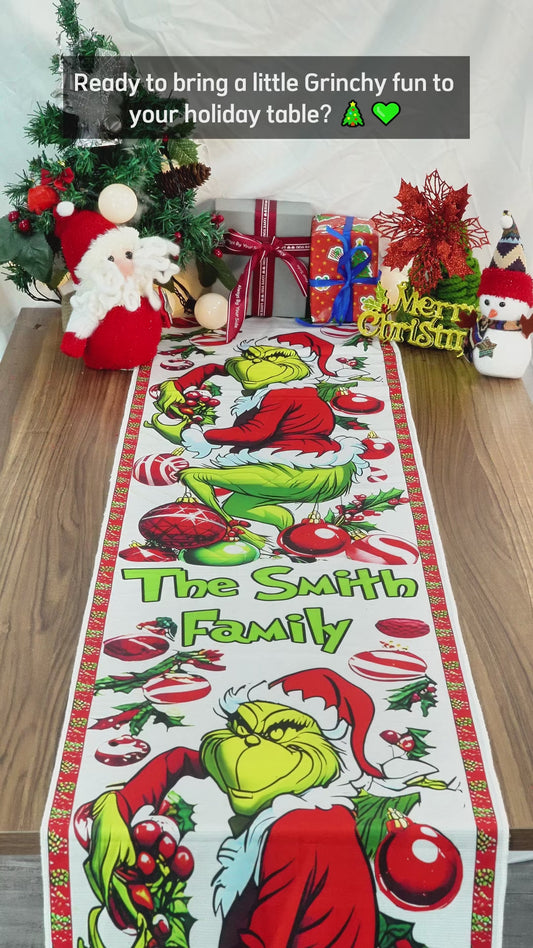 Merry Grinchmas - Personalized Family Table Runner