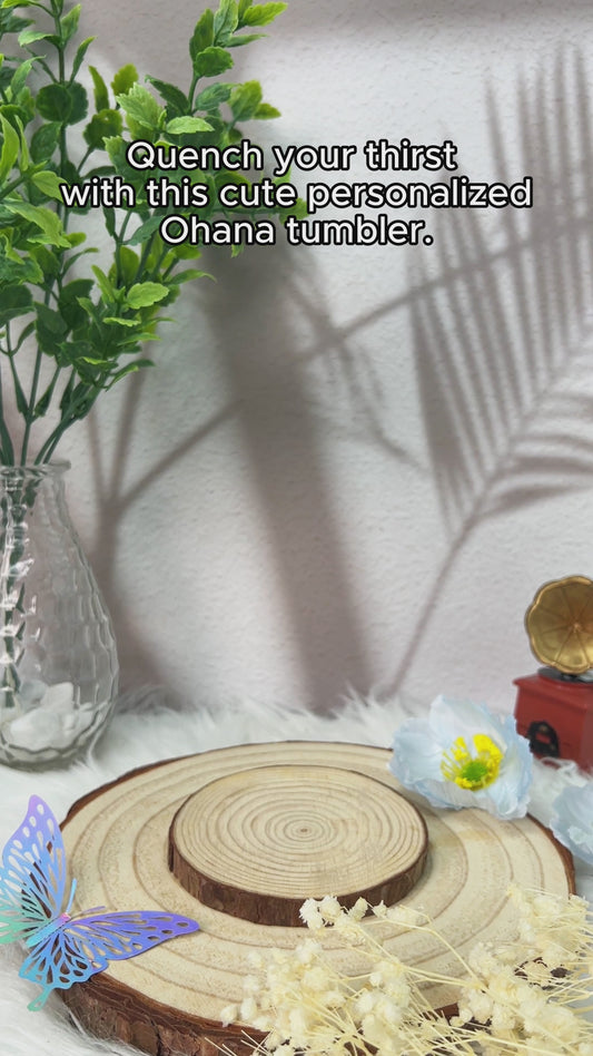 Blue Ohana Name Pattern - Personalized Ohana Tumbler