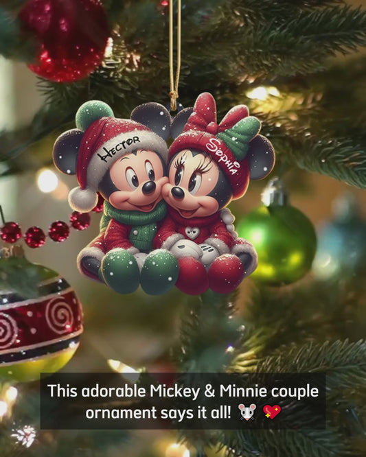 Cute Mouse Couple - Personalized Mouse Ornament