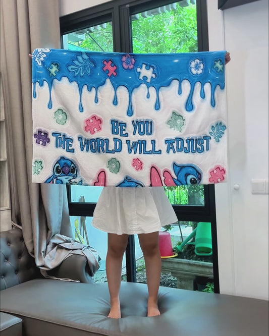 Be You The World Will Adjust - Personalized Autism Awareness Blanket