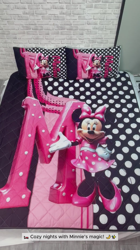 Pink Mouse Ears - Personalized Mouse Quilt Set