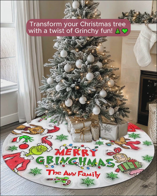 Merry Grinchmas - Personalized Stole Christmas Tree Skirt