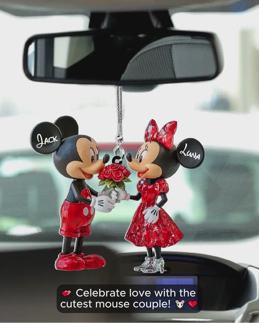 Cute Mouse Couple - Personalized Mouse Car Ornament
