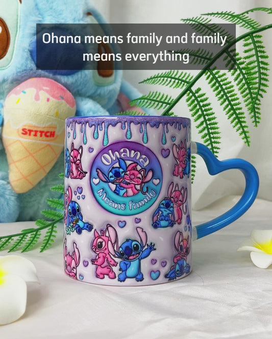 Ohana Means Family - Personalized Ohana Heart Handle Mug