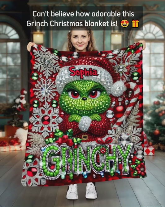 Merry Grinchmas - Personalized Stole Christmas Blanket