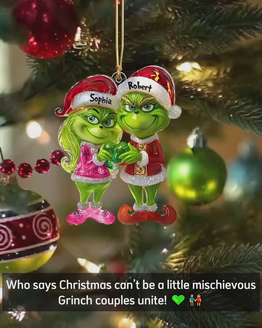 Green Couple - Personalized Stole Christmas Ornament