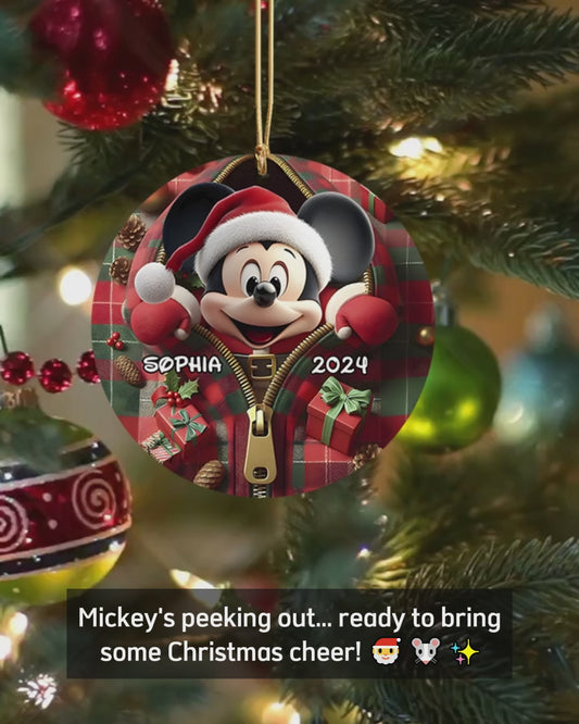 Peeking Santa Claus - Personalized Mouse Ornament