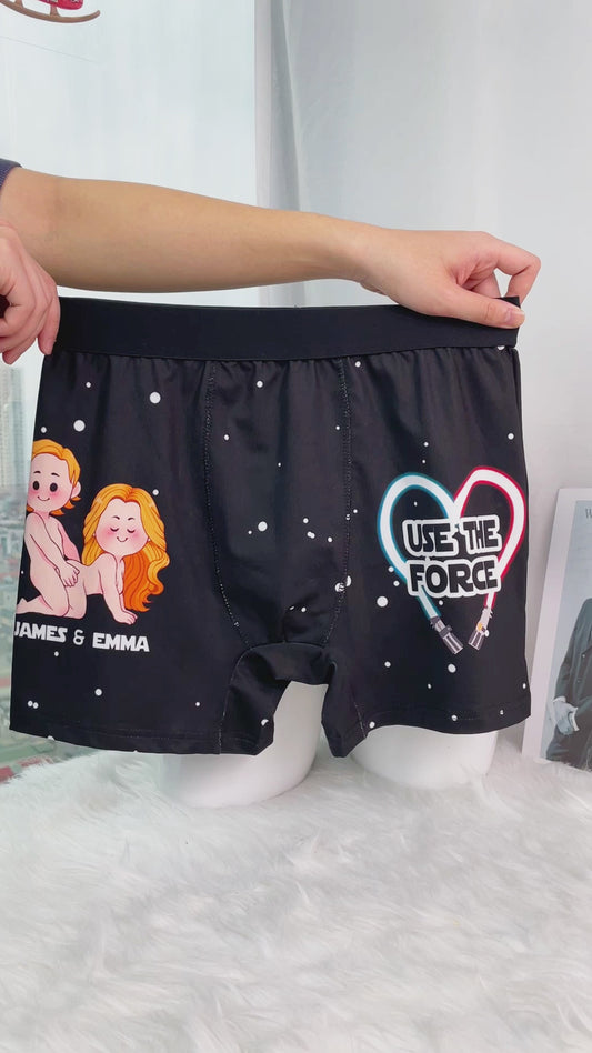 Use The Force Naughty - Personalized The Force Lace Border Women Briefs And Men’s Boxer Briefs