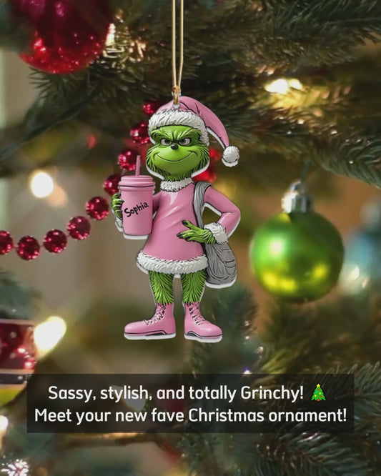 Grinchy Green Lady - Personalized Stole Christmas Ornament