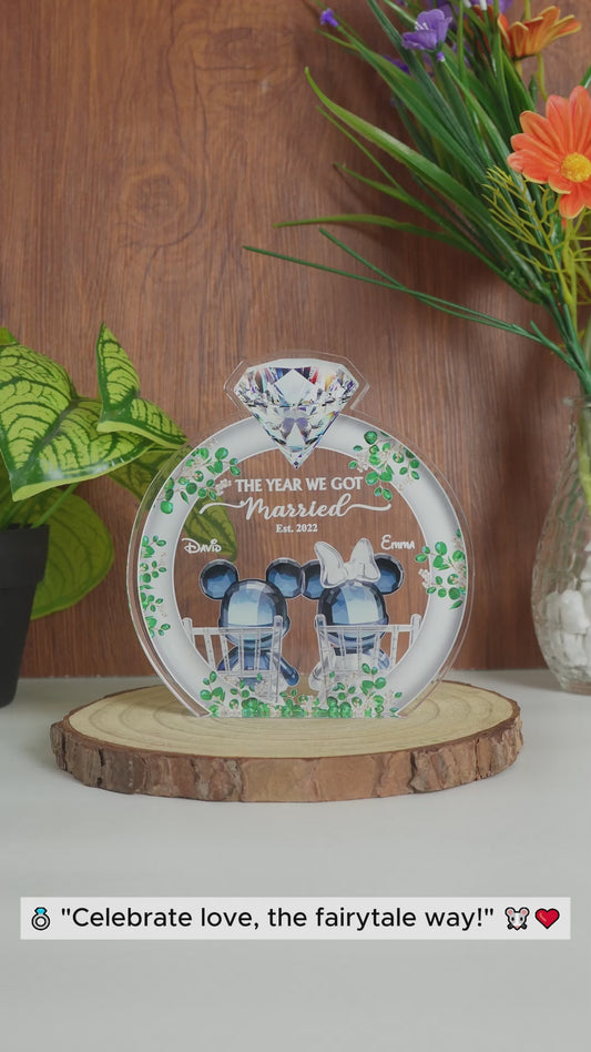 The Year We Got Married - Personalized Mouse Custom Shaped Acrylic Plaque