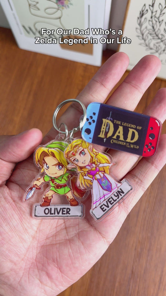 The Legend Of Dad - Personalized The Hero's Legend Keychain with Charms