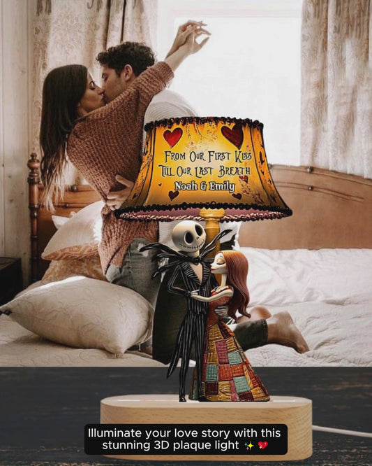 From Our First Kiss Till Our Last Breath - Personalized Nightmare Shaped Plaque Light Base