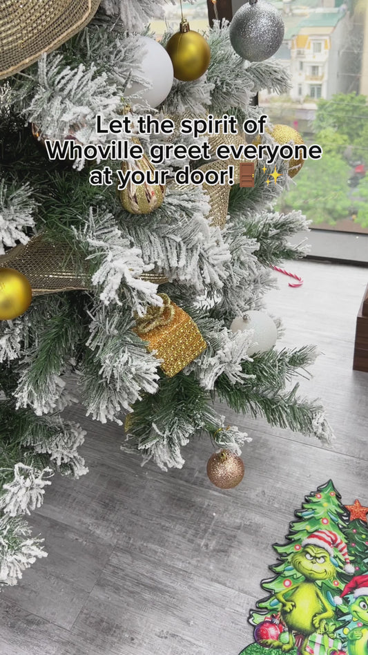 Merry Grinchmas - Personalized Stole Christmas Shaped Doormat