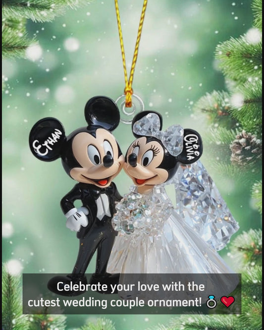 Cute Mouse Wedding Couple - Personalized Mouse Ornament