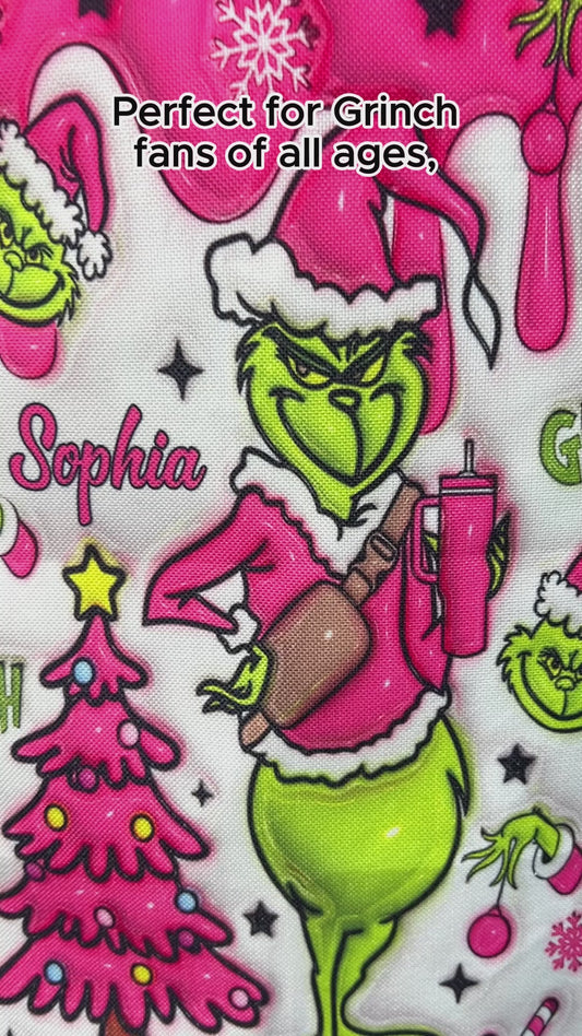 Merry Grinchmas - Personalized Stole Christmas Drawstring Tote Bag