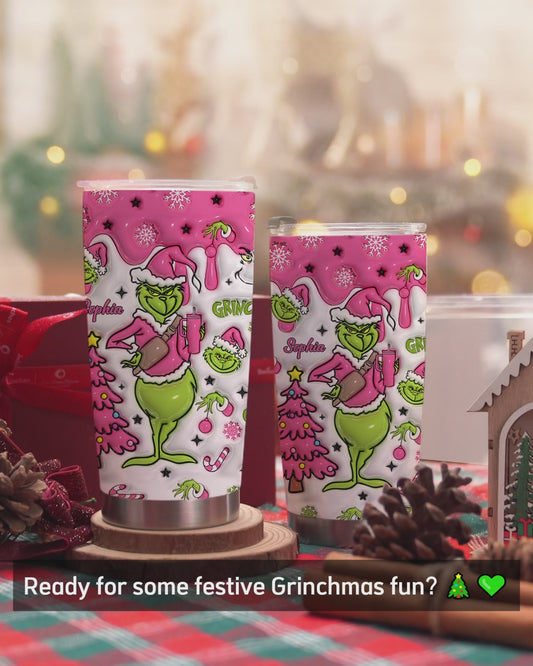 Merry Grinchmas - Personalized Stole Christmas Tumbler With Handle