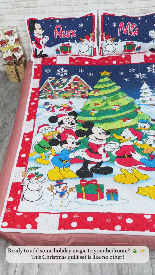 Merry Christmas - Personalized Mouse Quilt Set