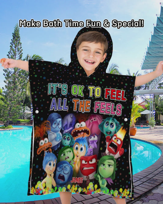 Your Feelings Are Valid - Personalized Kid Hooded Towel Poncho