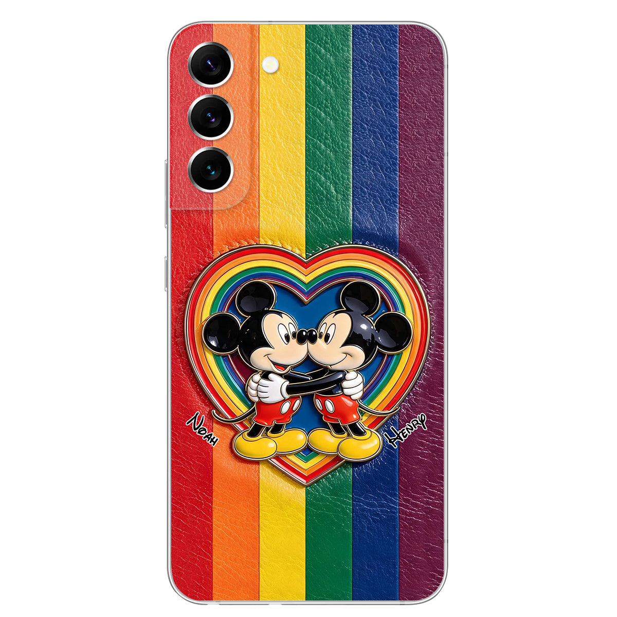 LGBT Cartoon Mouse, Pride Month - Personalized LGBT Support 3D Embossed Leather Phone Case