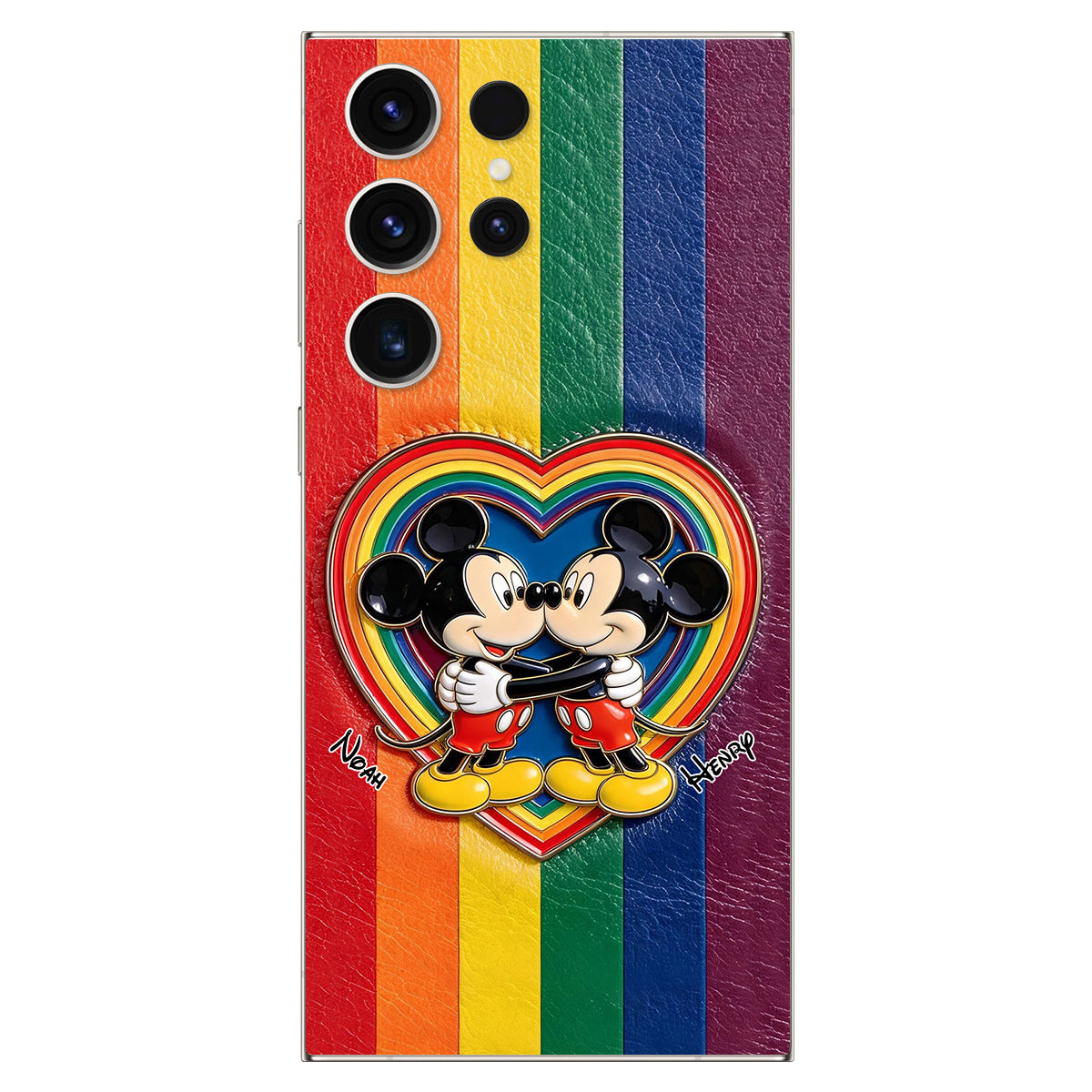 LGBT Cartoon Mouse, Pride Month - Personalized LGBT Support 3D Embossed Leather Phone Case