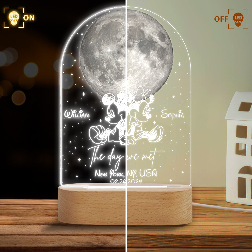 The Night We Met - Personalized Mouse Couple Shaped Plaque Light Base